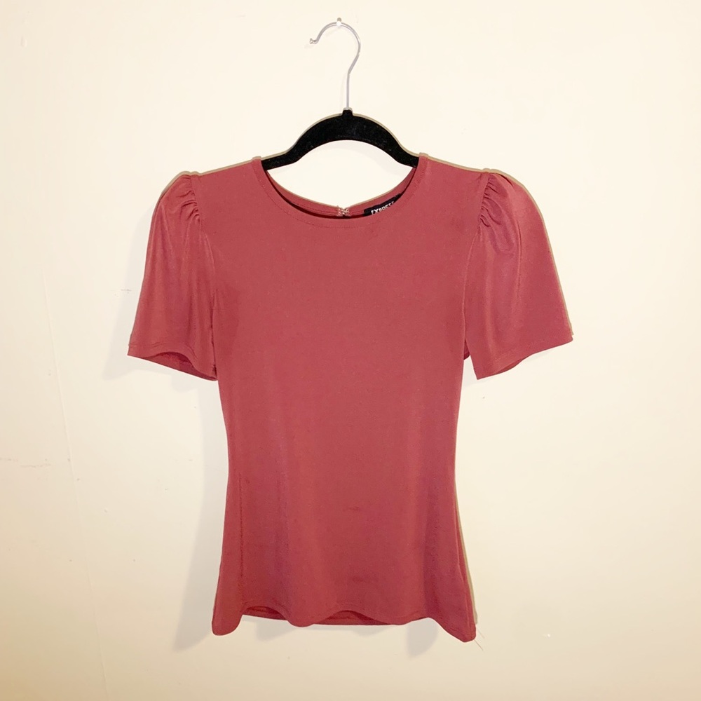 Express Berry Stretch Cap Sleeved Top